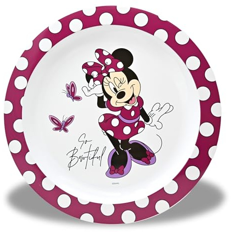 Stor Assiette Enfant Minnie Mouse – Assiette Plate Réutilisable Sans BPA – Assiette d’Apprentissage en Plastique Bordeaux 22 cm – Vaisselle Enfant Légère et Incassable