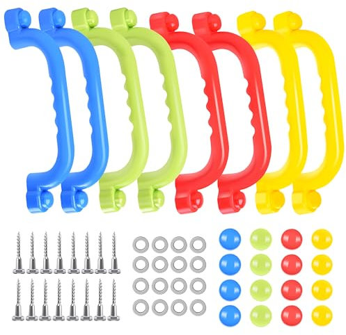 Charmofun Maniglia di Sicurezza per Parco Giochi, Maniglie per Telaio per Arrampicata, Maniglie Sicurezza Antiscivolo per Bambini, Accessori per Casetta da Gioco (8pz-B)