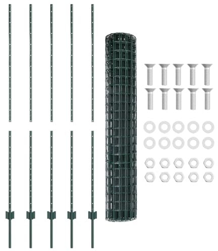 vidaXL Cerca Euro Verde 16 x 10m Acero | Cerca Exterior Resistente a UV con Tornillos y Arandelas, Diseño de Malla Duradera para la Seguridad del Jardín o Propiedad, Panel de Barrera Personalizable,