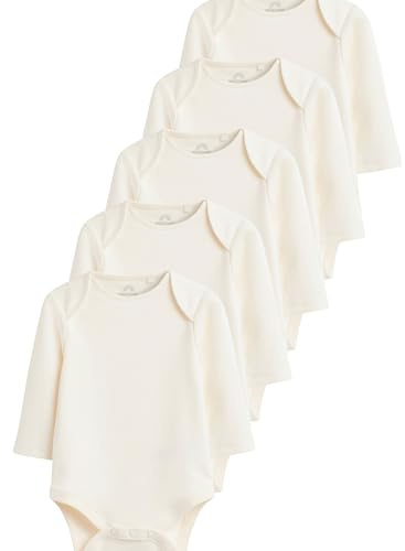 NEXT Nyfödda unisex Långärmade babybodys i basmodell 5-pack Gräddvit 56-62