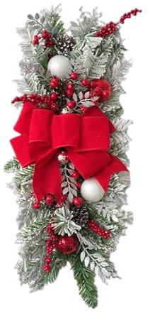 Ghirlanda di Natale artificiale da appendere, per porta d'ingresso, corridoio, giardino, balcone, ghirlanda natalizia