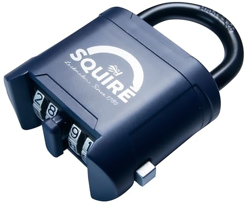 Squire Mystic Combi BF60 Heavy Duty Combination Padlock – 4 Wheel Code Lock for Shed, Gate, Outdoor Use – Weatherproof & Keyless Security