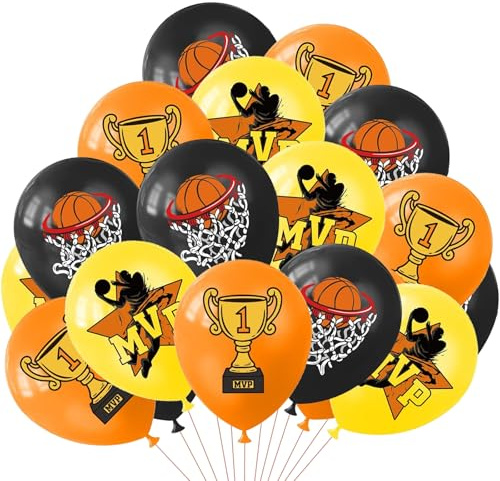 Ovanda Basketball Deko, 18 Stück Basketball Luftballon, 30CM Basketball Deko Latexballons, Orange Luftballons, Basketball Deko Geburtstag für Spieltag Sport Thema Geburtstag Party