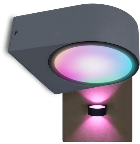 SSC-LUXon LIMO Außenwandleuchte E27 inkl. Smart RGB & Weißtöne mit App steuerbar - Außenlampe für Haustür IP44 Up & Down dunkelgrau