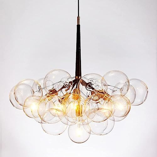 Lámpara Colgante Moderna de Cristal Transparente con Burbujas para Comedor, lámpara de Techo LED Colgante con diseño de Bola de Globo en racimo, decoración de la Sala de EST