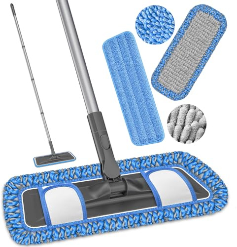 MYSPRI Microfibre Mops for Cleaning Floors: Flat Mop with 2 Washable Pads