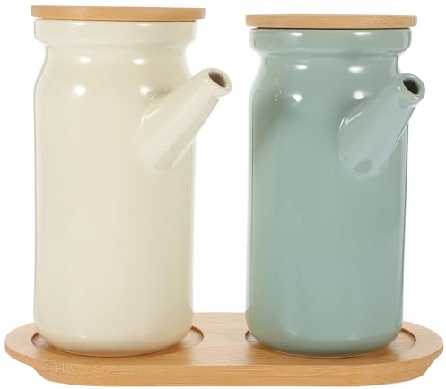 BESPORTBLE Set de Bouteilles Céramique pour Condiments avec Base Distributeur Huile et Sauce Soja Pot à Vinaigre Compact pour Cuisine Organisée et Décorative