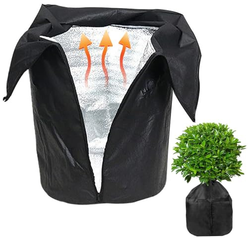 Copertura per vasi per piante, Coperture per piante isolate per l'inverno, Coperture per vasi da esterno in foglio di alluminio per l'inverno, Coperta isolante per di protezione dal sole e dal g