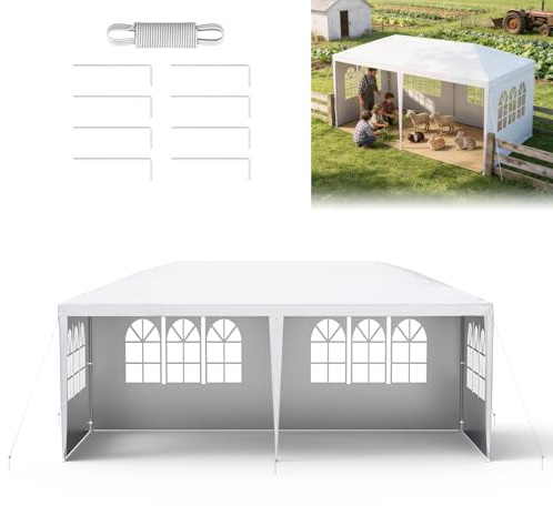 ACXIN Gazebo da giardino, 3 x 6 m, con 6 pannelli laterali, tenda da festa impermeabile, robusto telaio in acciaio, protezione solare e resistente alle intemperie, tessuto Oxford, gazebo da giardino o