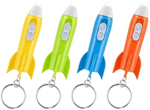 TaimeiMao Mini Taschenlampe Schlüsselanhänger,Mini Raketen Taschenlampe | Bunt LED Raketen Schlüsselanhänger,LEDRaketen Schlüsselanhänger,für Party Mitgebsel Kleinigkeiten.（4 Stück ）