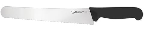 Ambrogio Sanelli, Linea SUPRA Coltello pasticciere cm 26 dentatura HARD NERO con Lama in Acciaio Inox NitroB e Manico Ergonomico a grip evoluto, Coltello Professionale, Made in Italy