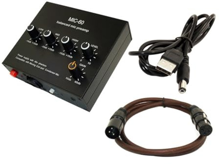YGBWAOV Amplificatore Microfonico Dinamico Bilanciato Amplificatore Audio Musicale MIC-60 con Alimentazione Phantom 48V con XLR