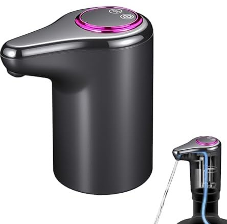 Bomba de Agua Portátil Recargable USB – Dispensador de Agua para Garrafas de 5 y 8 litros | Grifo Automático con Bomba Eléctrica para Camping, Hogar, Oficina y Escuela(Gray)