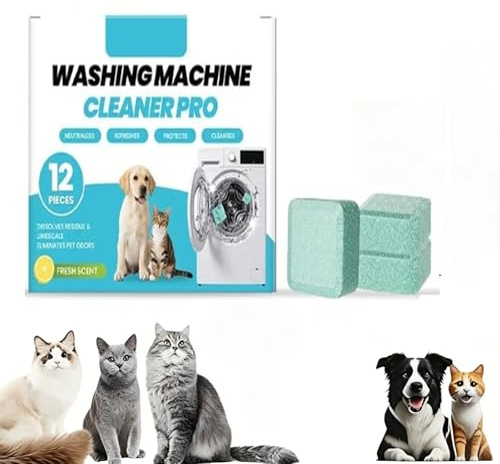 Pastilles nettoyantes pour lave-linge, nettoyant pour lave-linge Deep Clean Pro, détartrant pour lave-linge Deep Clean, élimine les odeurs de calcaire et d'animaux domestiques (12)
