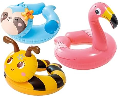 Intex 3 Pack - 59220Ep - Animal Head Split Ring Pool Floats Bundle Includes Frog, Duck, Penguin