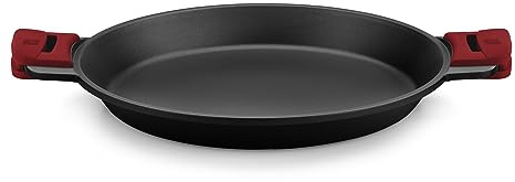 BRA Premiere| Paellera 36 cm, Aluminio Fundido, Tricapa con Revestimiento Antiadherente reforzado sin PFOA, Asas Desmontables incluidas, apta para todo tipo de Cocinas incluida Inducción, Rojo