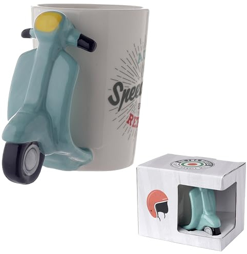 Puckator Speed King Scooter Ceramic Shaped Handle Tea Coffee Mug - Funny Home Accessories - Cute Gifts for Girlfriend Large Mugs for Men Women Hot Drinks Cups Presents Secret Santa Gift Cup Set