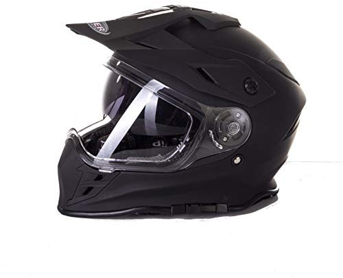 CASCHI MOTOCROSS VIPER RX-V288 Casco Moto Quad Cross Off-road Enduro ATV Bike Crash Scooter Racing, DOPPIA VISIERA (Nero Opaco, M(57-58cm))