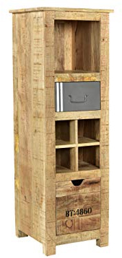 Woodkings® Hochkommode Pune Holz Natur braun Mango massiv rustikal Highboard Design Weinschrank Weinregal Holzmöbel