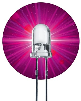 Lumetheus LED 5mm Färg Rosa 15000 mcd 100 Stycken Lysdiod väldigt ljust 3V pink lila violet Diod 2 Pin LEDs