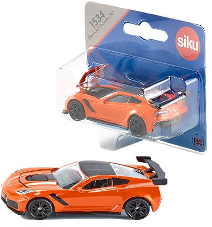 siku 1534, Chevrolet Corvette ZR1, Orange/Black, Opening bonnet, Toy vehicle for children