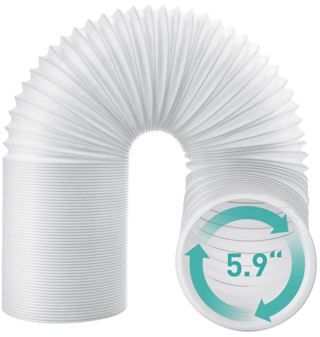 AGPTEK Exhaust Hose for Portable Air Conditioner, 5.9 Inch Diameter AC Vent Hose, Replacement for 5.9 inch Exhaust Vent Tube -Counter Clockwise Thread, 59 Length