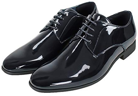 Evoga Scarpe uomo Class blu/nero lucido vernice eleganti cerimonia
