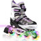 2PM SPORTS Cytia Rosa/Violett größenverstellbare Inliner Kinder mit leuchtenden LED Rollen, lustige blinkende Anfänger Mädchen Inline Skates mit Einstellbarer für Damen und Herren