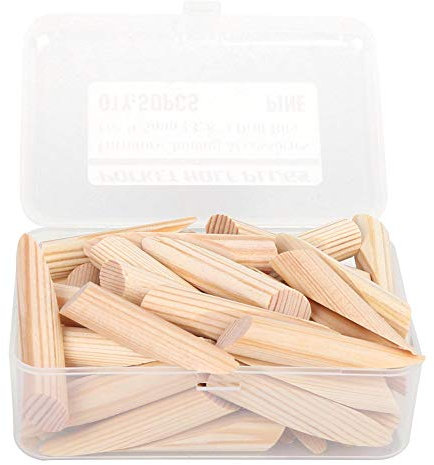 50 Stück Holzdübel, Pocket Hole Plugs Hölzerner Taschenlochstopfen Holzbearbeitungsschrauben Stopfen Kit Pocket Hole Screws, Holzdübel Set für Verschiedene Schräglöcher Tischlerhandwerk