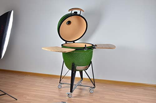 YNNI KAMADO TQTT23LG XL Gril de 58,4 cm, vert clair, mangeoire à frites, barbecue, céramique, œuf, fumoir, TQTT23LG
