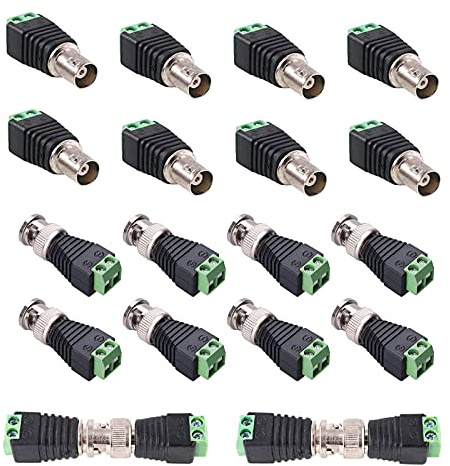 Lewttyer BNC Connecteur vidéo Balun Adaptateur sans soudure Bloc terminal 2 broches BNC mâle avec kit femelle femelle Connecteur de câble à vis Connecteur d'appareil photo CCTV