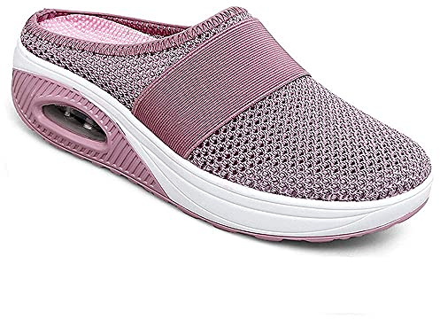Eogrokerr Scarpe traspiranti e casual con cuscino d'aria, scarpe ortopediche antiscivolo per cuscino d'aria, scarpe da passeggio diabetiche per donne, rosa, 38 EU