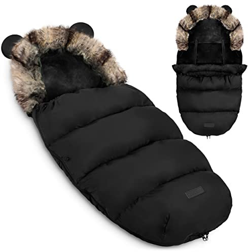 Ricokids Babyfußsack Kinderwagenfußsack Kinderwagen Fußsack Winterfußsack Elmi 96 x 45cm Schwarz