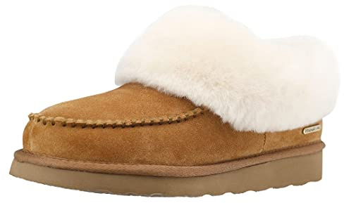 PAMIR Women's Moccasin Slipper Booties, Warm Sheepskin, Chestnut, UK 5