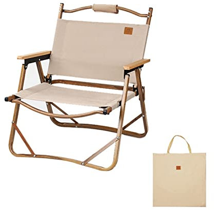 Silla Playa Plegable Reclinable Pasamanos de Madera Maciza Y Respaldo de Tela Oxford 900D Sillas Jardin Fácil de Transportar Para Pescar, Acampar, En La Naturaleza ( Color : Beige , Tamaño : 61x54x29c
