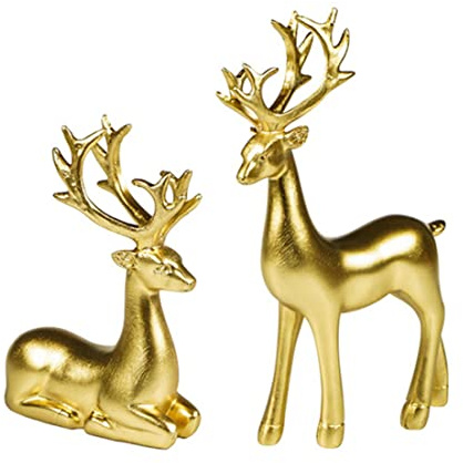 Ornamenti Per La Casa Di Renne D'oro Figurine Di Scultura Di Renne in Resina Per La Decorazione Della Tavola Di Casa Di Natale 2pcs Scultura Di Renne Figurine Di Renne Di Natale Decorazione Della