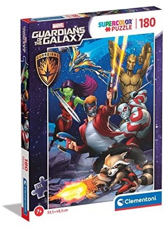 Clementoni - 29783 - Supercolor Puzzle - Marvel Guardians of The Galaxy - Puzzle 180 Teile Ab 7 Jahren, Buntes Kinderpuzzle Mit Besonderer Leuchtkraft, Geschicklichkeitsspiel Für Kinder