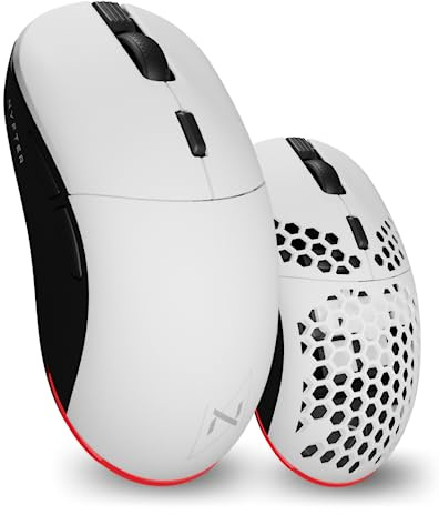 Nyfter - NYF22 Wireless Gaming Mouse Ultraleicht 75g leistungsstark mit 400mA 19K DPI, 400 IPS 1000 hz 50h Akkulaufzeit langlebig Zwei wechselbare Cases inkl.