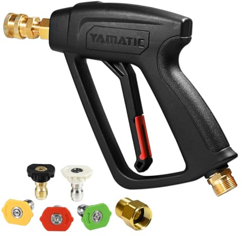 YAMATIC High Pressure Washer Short Gun with 5 Spray Nozzle Tips, Power Washer Spray Handle Replacement for Ryobi, Simpson, Craftsman, Greenworks, Troy Bilt, Honda and More, 276 Bar