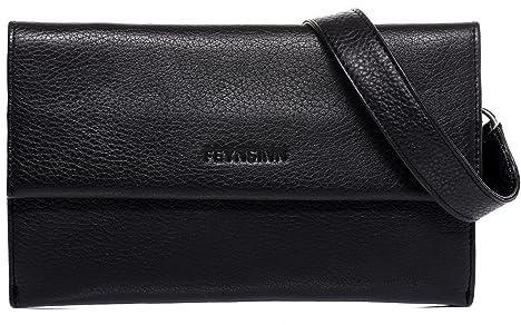 FEYNSINN Berlin Umhängetasche flach NEA aus Nappa-Leder I Crossbody Bag klein für Damen I Schultertasche schwarz handgefertigt