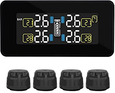 Aublinto Auto Reifendrucküberwachungssystem,Reifendruck Kontrollsystem Wireless Reifendruckmonitor mit Bildschirmanzeige Universell TPMS Solar Reifendruckkontrollsys für Auto, LKW, Wohnmobil