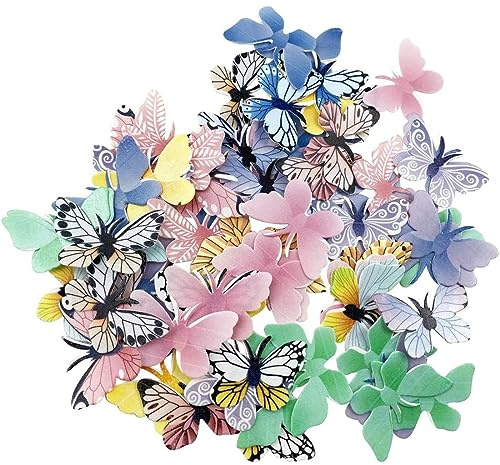 USTNIR 72 Decorazioni commestibili per Dolci a Forma di Farfalla, Ornamenti Colorati per Matrimoni, Compleanni e Feste