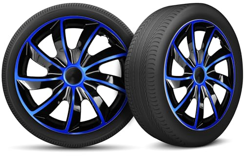 Radkappen 17 Zoll Radzierblenden 4er Set passend für alle Stahlfelgen - Einstellbarer Sicherungsring - Schwarz Blau