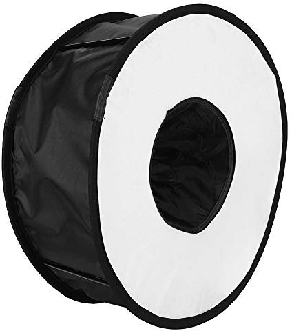 Cyrank Softbox Diffuser, 42x16cm Foldable Ring Speedlite Flash Diffuser Macro Shoot Round Softbox with Storage Bag for Camera Flash Light