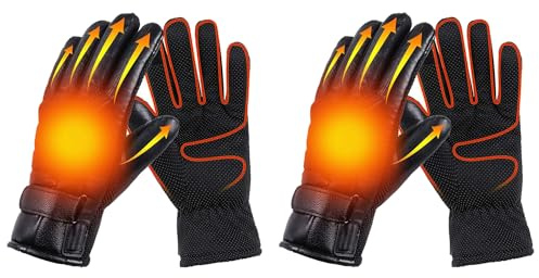 KOBONA 2 Pair Electric Heated Gloves with Touch Screen 10000MAh Rechargeable Heated Gloves For Women/Men,Waterproof Hand Warmer Gloves for Motorcycle Skiing Snowboarding Running Cycling Hiking