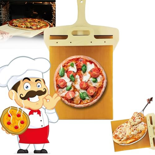 Sliding Pizza Peel,Pala Pizza Scorrevole, Pizza Paddle with Handle,The Pizza Peel That Transfers Pizza Perfectl, Pizza Spatula Paddle for Indoor & Outdoor Ovens (1PCS)