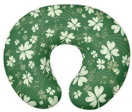 Jeiento Green Leaf Baby Stillkissenbezug für Frauen St. Patrick's Day Stillkissenbezug Musiknoten Kissenbezug für Neugeborene Säuglingsflasche Stillkissen