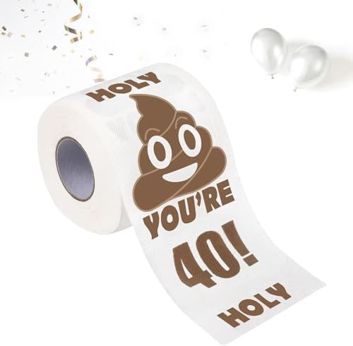 GIONAR Lustige Toilettenpapierrolle zum 40. Geburtstag, Geschenke für Männer und Frauen | Gag Gift Happy Prank Toilettenpapier, Neuheit Toilettenpapier Rolle für Freund, Badezimmer Geburtstag Party Dekor