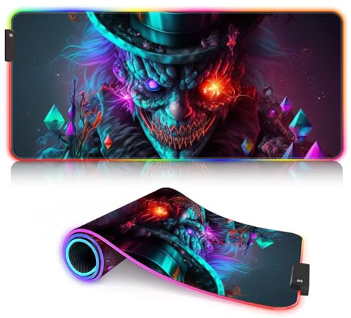 XL Desk Pad View infinite universe RGB Gaming Mousepad XL (31.5 x 11.8 x 0.12 inches) Large Extended Mouse Mat for Gamer Office Work Home 9 static colors and 3 dynamic