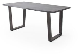 möbelando Baumkantentisch >Calabria< in Akazie grau/antik - 180x77,5x100 (BxHxT)